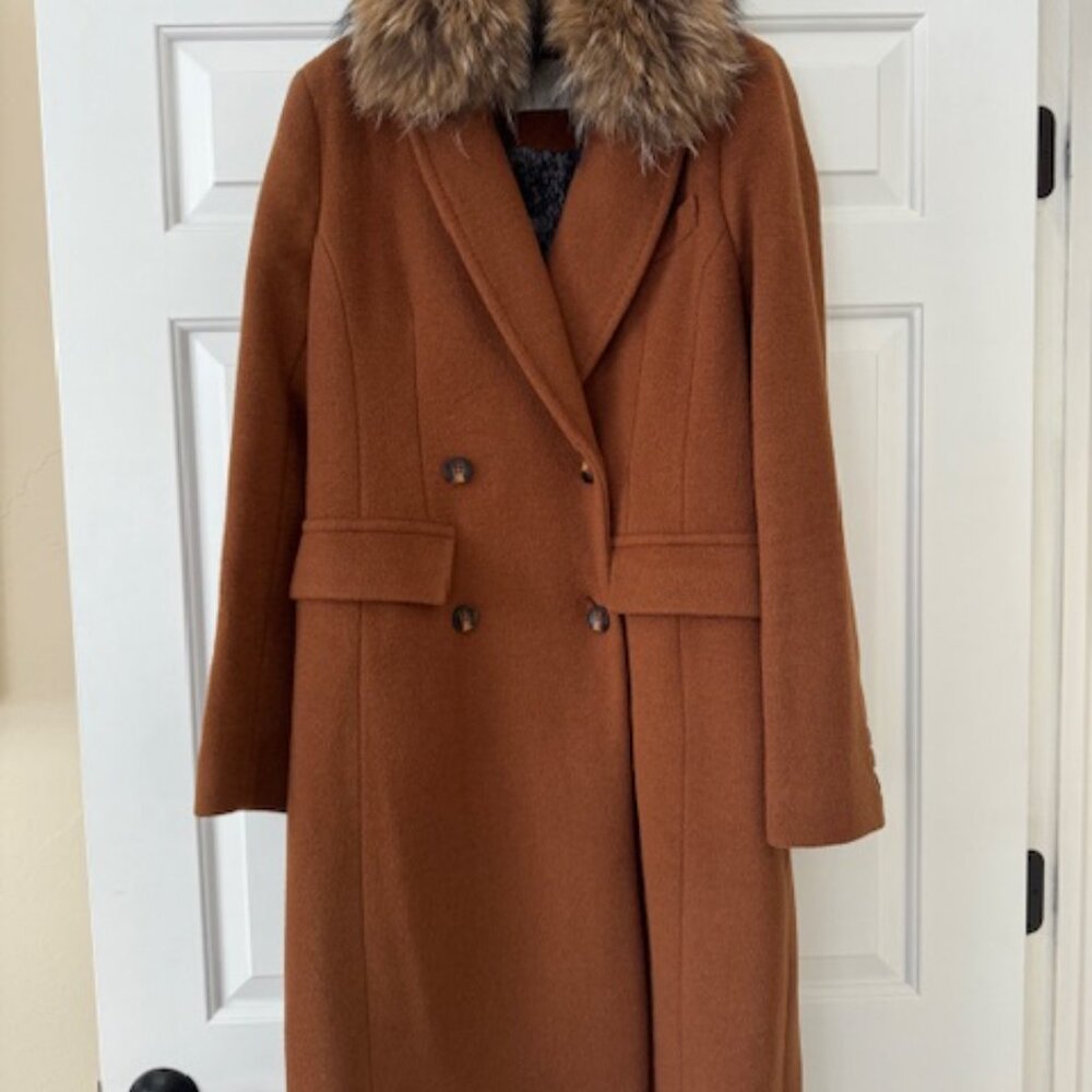 SOIA & KYO - Double Breasted Fur Trim Coat - Picture 3 of 9